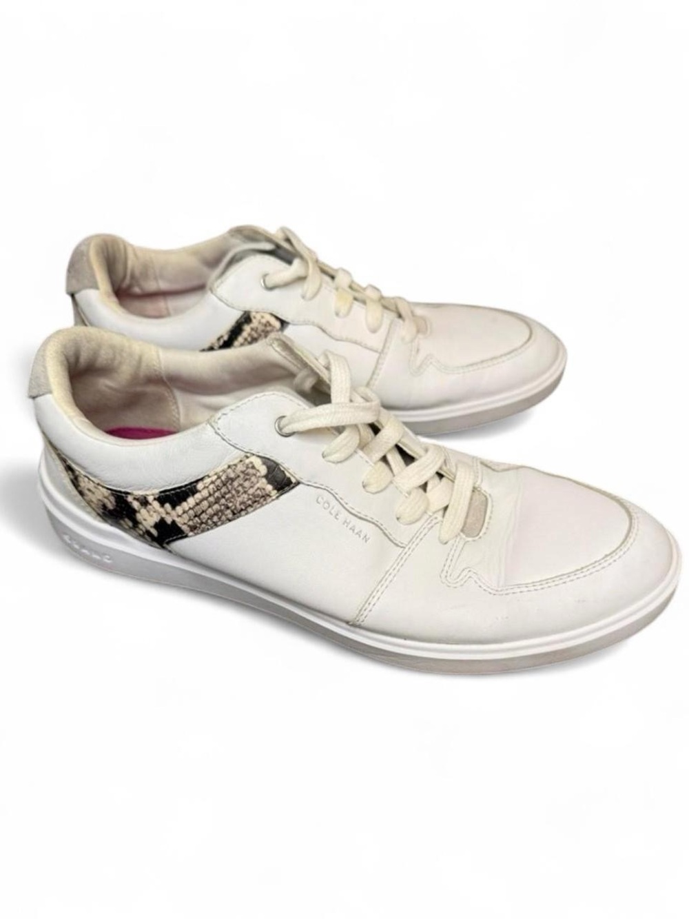 Cole Haan Grand Crosscourt Modern Tennis Sneakers White Snake Print Size 8.5